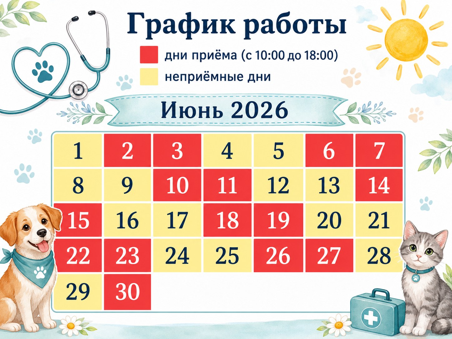 График работы Доктор Фёдорова на июнь 2026 года